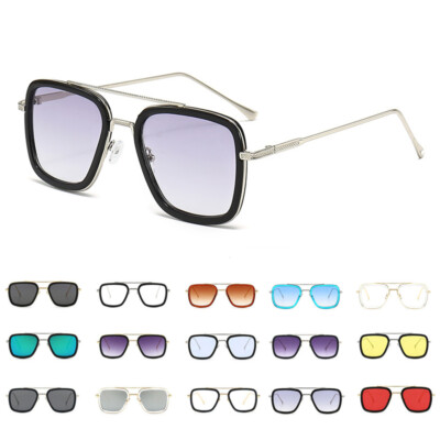 HOT Tony Stark Sunglasses Mens Metal Avengers Iron Man Robert Downey Sun Glasses