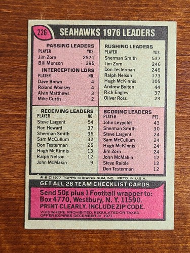 Tarjetas de fútbol americano Topps 1977 completan tu conjunto que elijas elegir cada una #171 - 358 - Imagen 77 de 289