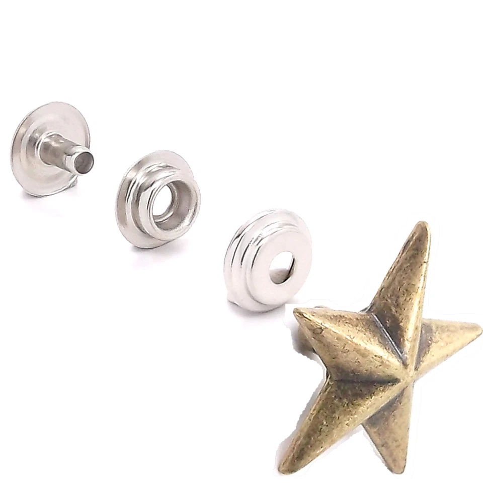 Star 3-D Concho Snap Set Antique Brass 1" 1265-61 by Stecksstore - Image 2 of 2