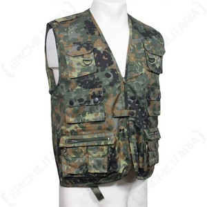 Military Multi Pocket Fishing Shooting Vest Hunting Waistcoat BW Flecktarn S-3XL