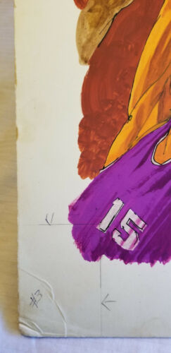 R MARK Original ART PAINTING ILLUSTRATION FOR 1960'S BASKETBALL FOR GAME PROGRAM - Picture 3 of 10