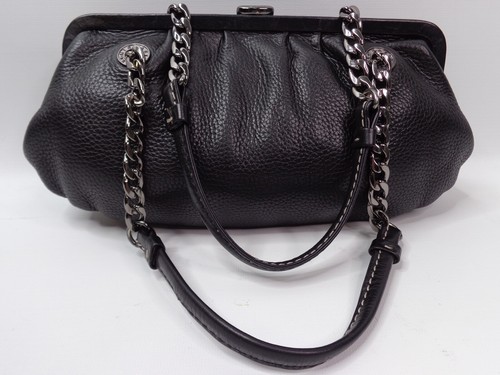 MICHAEL KORS SMALL LEATHER SHOULDER HANDBAG BLACK GUNMETAL CHAIN