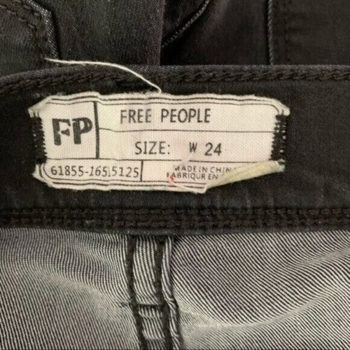 Free People Skinny Jeans 24 Charcoal High Rise Stretch Slim Fit Grunge Vibes - Picture 6 of 7