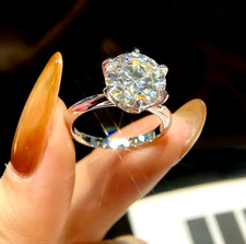 GENUINE 1 2 3ct Moissanite Ring GRA Sterling Silver Engagement Sparkly Solitaire