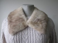 Women's Vintage Real MINK Fur Collar Coat Raincoat Detachable VG