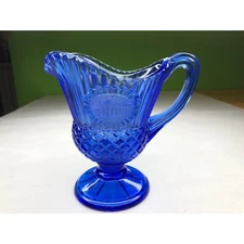 Vintage Cobalt Blue Heavy Cut Glass Avon Pitcher Ribbed and absolutely gorgeous