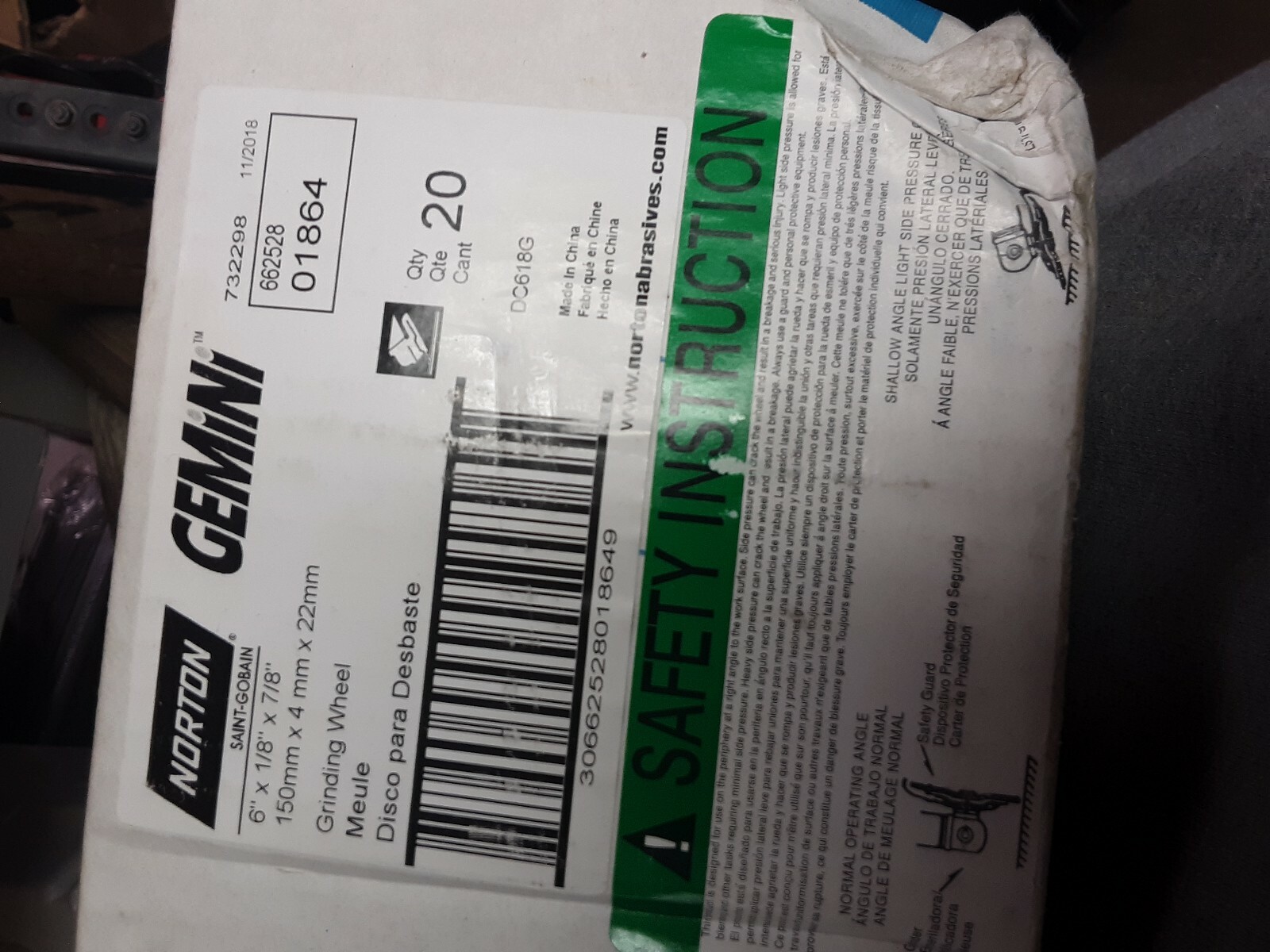 25 new NORTON 4/" x 1//16/" x 1//4/" gemini Free Cut Off 01 Cutting Wheel Discs 10654