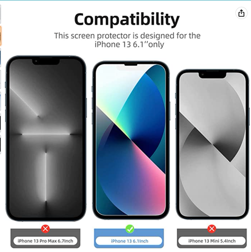 3er-Pack, Glas Displayschutzfolie für iPhone 14, 13, 13 Pro (6,1"), kratzfest - Bild 2 von 7