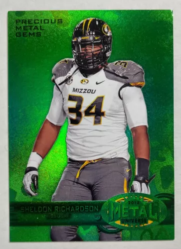2013 Fleer Retro Metal Universe Sheldon Richardson GREEN PMG 5/10 Precious Gems