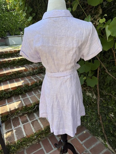 Hill House Home Laura Lilac and White Stripe Linen Shirtdress, size XS - Picture 6 of 9
