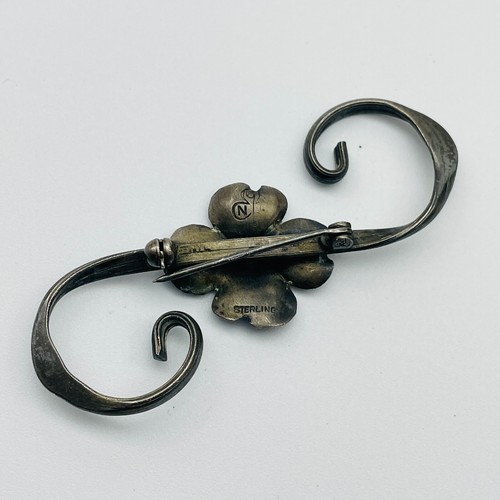 Silberfarbene Brosche 2 Stück Cattleya Orchidee und Hartriegel Blumenranke - Bild 6 von 7