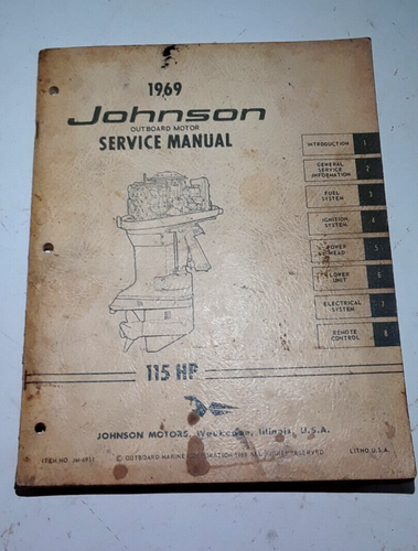 VINTAGE 1969 JOHNSON OUTBOARD MOTOR  SERVICE  MANUAL 115 HP #JM-6911 - Bild 1 von 2
