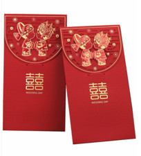 Traditional Wedding Bride and Groom Money Red Pockets/A Set of 6