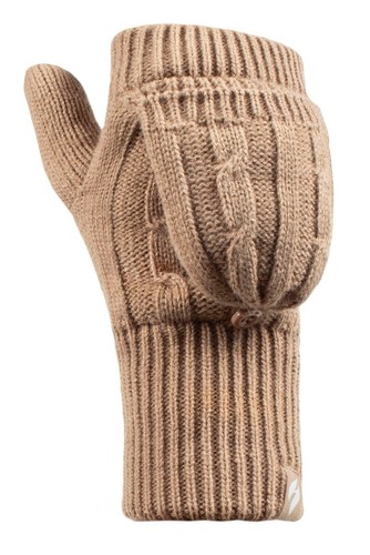 Ladies Heat Holder Cable 2.3 Tog Thermal Winter Fingerless Converter Gloves - Picture 25 of 30