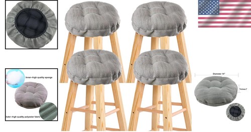 Comfy 14-15 Inch Round Stool Covers - 4 Pack with Elastic Bands, Washable Beige - Picture 2 of 8
