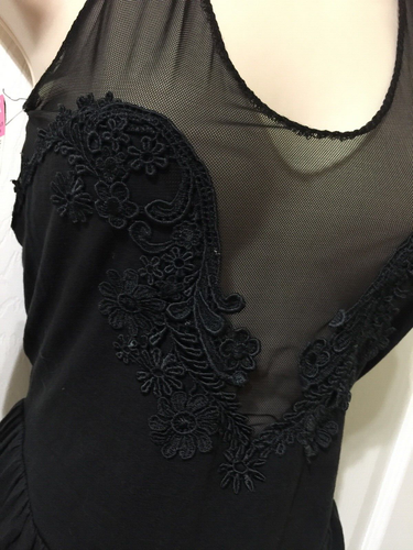 Vintage black cotton knit night gown Olga size M New - Picture 5 of 10