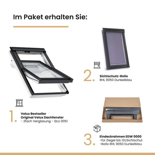 VELUX Dachfenster aus Kunststoff mit Eindeckrahmen und Gratis Rollo - Bild 4 von 17