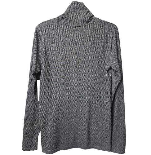 Athleta Turtleneck Base Layer Top L Flurry Peak Stretch THUMB HOLES Black White - Picture 10 of 10