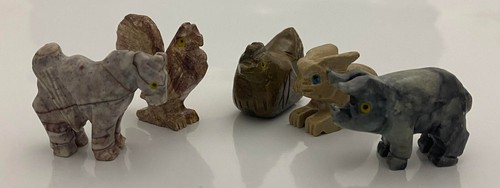 Paquete de 5 Estatuillas de Piedra Tallada a Mano Animal Buena Suerte Gato Delfín Perro Lindo Insecto - Imagen 16 de 20
