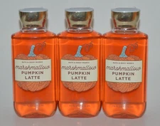 3 BATH & BODY WORKS MARSHMALLOW PUMPKIN LATTE SHOWER GEL BODY WASH ALOE 10OZ NEW