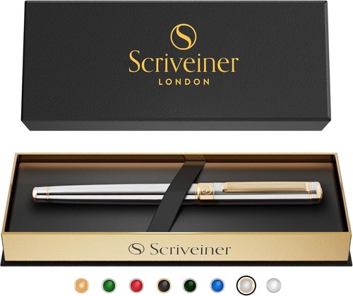 Silver Chrome Rollerball Pen - Stunning Luxury Pen with 24K Gold Finish Schmidt - Picture 9 of 11