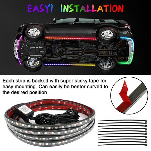 4PCS RGB LED Strip Under Car Tube Underglow Underbody System Neon Light Kit APP - Picture 8 of 10