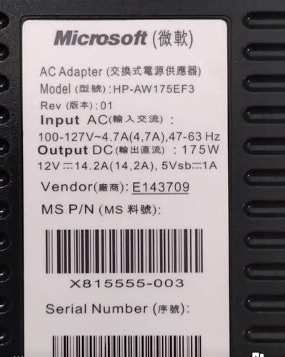 Microsoft Power Supply Brick AC Adapter Model Hp-AW175EF3 - Picture 2 of 4