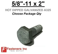 5/8-11 x 2" Structural Bolt Heavy Hex Cap Screw A325 Galvanized 5/8"-11
