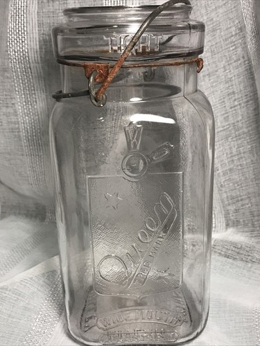 QUEEN WIDE MOUTH Adjustable canning Mason Jar, Wire Clear Glass Vintage / Antiq - Picture 1 of 10