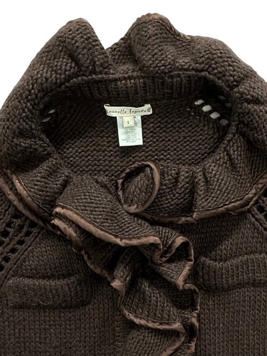 Cardigan Anthropologie Nanette Lepore Maglione Lana Mohair Taglia S Finitura Seta Ruffle - Foto 8 di 21