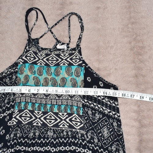 Tea N Rose Women's Crossed Back Strap Festival Black White Pattern Tunic Size M - Picture 6 of 8