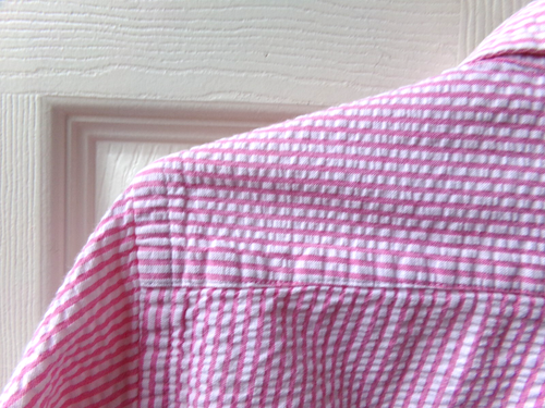 Ralph Lauren rosa Seersucker camicia elegante con bottoni 5 ragazzi a righe $55 vintage POLO - Foto 10 di 24