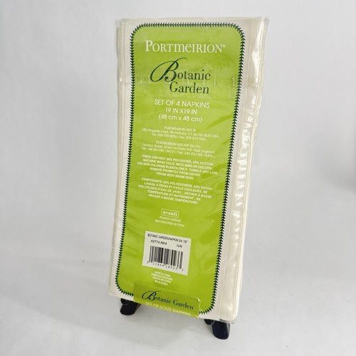 Portmeirion Botanic Garden Embroidered Cloth Napkins Set of 4 (Magnolia) NIP - Picture 3 of 3