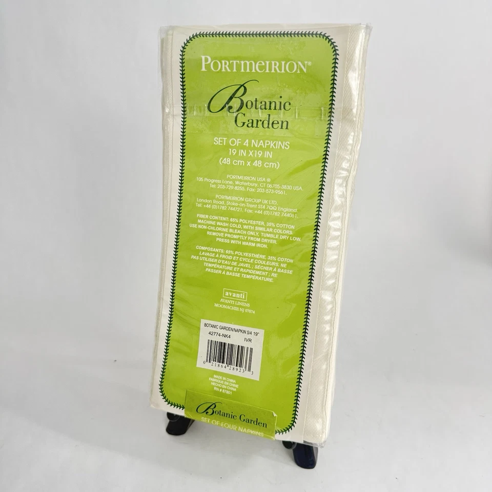 Juego de 4 servilletas de tela bordadas Portmeirion Botanic Garden (Magnolia) NUEVO EN PAQUETE Foto 3 de 3