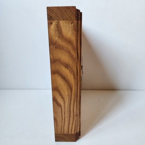 Vintage Wooden Wall Clock Square Box Roman Numerals Thick Needs Repair - Picture 4 of 6
