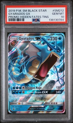 2019 POKEMON SM BLACK STAR PROMO HIDDEN FATES TINS #SM212 GYARADOS GX PSA 10