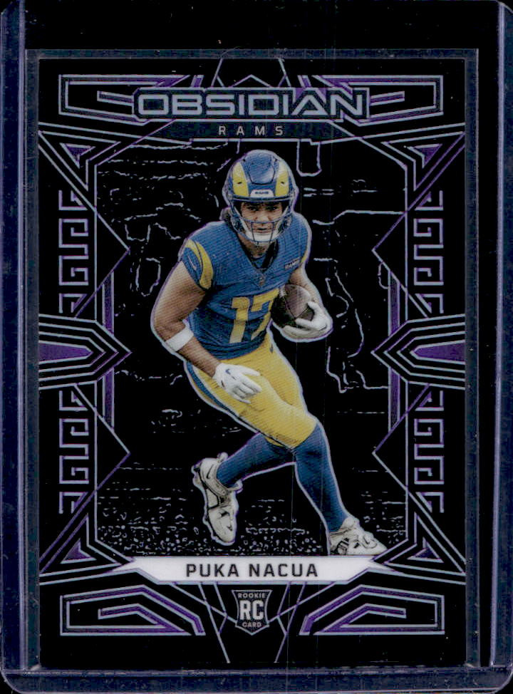2023 Obsidian Puka Nacua RC Electric Etch Purple Rookie #74/75