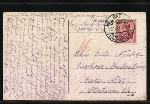 Ansichtskarte Lauenstein, Ortsansicht mit Burg 1921 - Bild 2 von 2