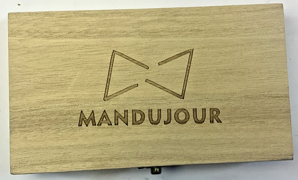 Mandujour Black Leather Peacock Feather Bow Tie and Lapel Pin Set With Gift Box - Image 2 of 4