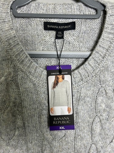 Banana Republic Women’s Classic Cable Knit Sweater. Gray Sz XXL. NWT. Minimalist - Picture 3 of 17