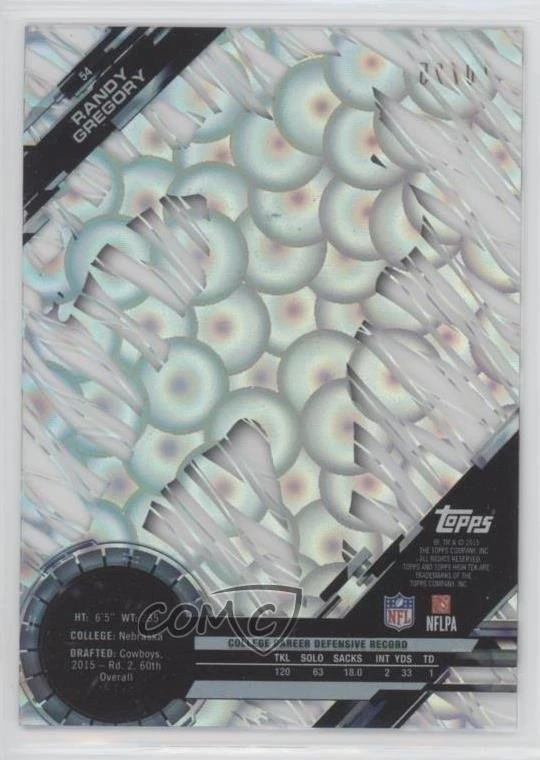 2015 Topps High Tek /25 Randy Gregory #54 Rookie RC - Image 2 of 2
