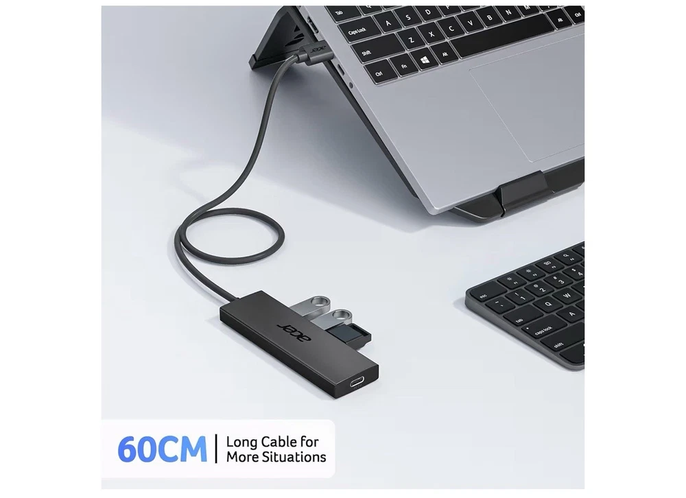 USB Hub 4 Ports, Multiple USB 3.0 Hub, USBA Splitter for Laptop With Type C Pow