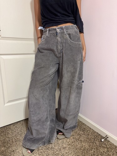 Vintage Sindrom Grey Super Baggy Corduroy Pants Size 28