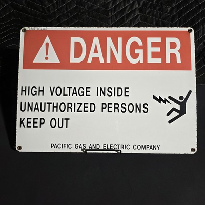 #ad Vintage PGamp;E Porcelain Danger High Voltage Sign Pacific Gas amp; Electric Co. $87.25