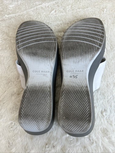 Cole Haan Grand OS Slide Sandals Cross Straps Wedge Heels White Size 10.5 B - Picture 8 of 9