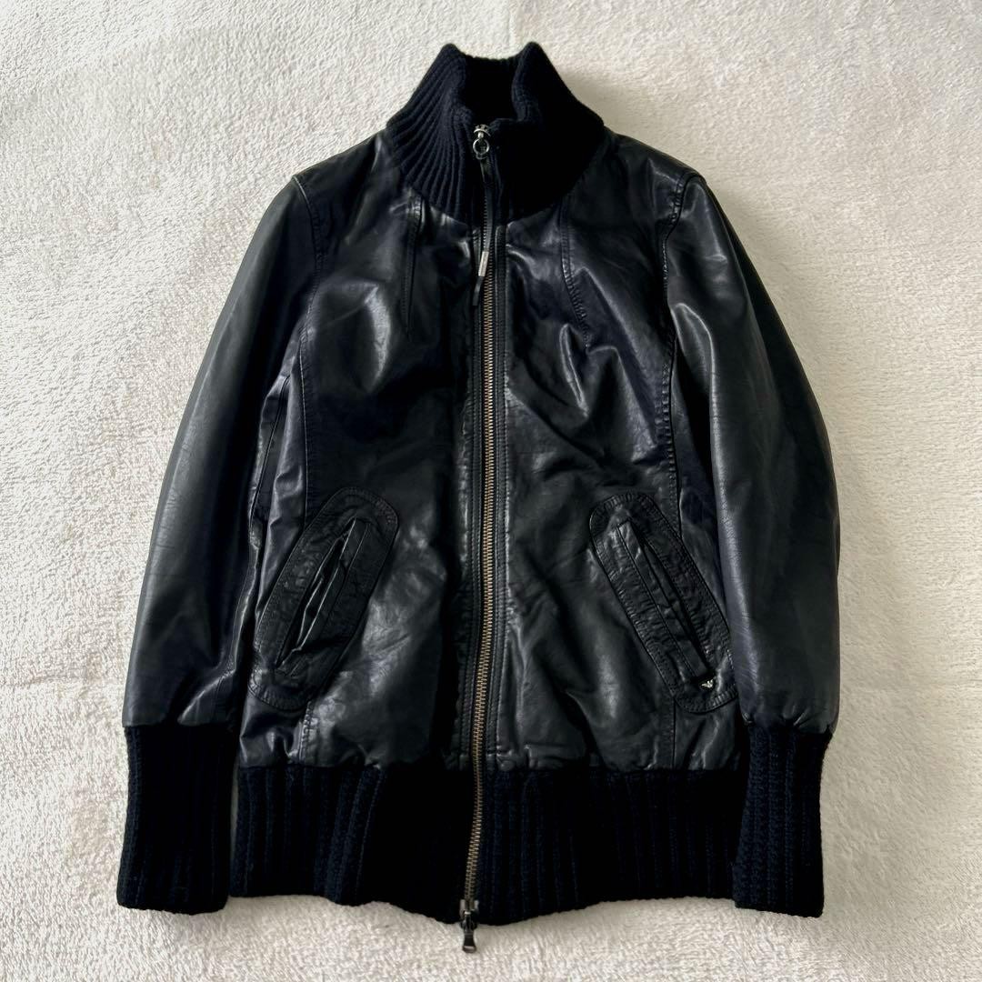 Armani Jeans AJ Leather Jacket Blouson Men Size 40 Black