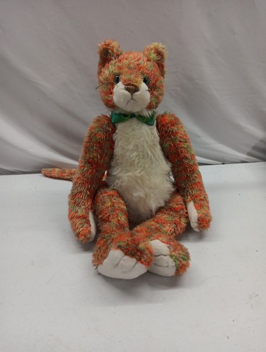 De colección 2000 TY Clásico ALLIOOP Raro Grande Peluche Naranja Gato Verde Arco Ojos Azules - Imagen 1 de 7