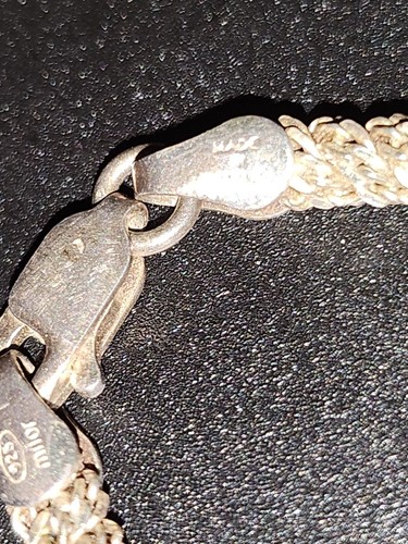 Vintage 925 ITALY Silver Spiga/Wheat Chain Necklace & Bracelet Set - Imagen 5 de 10