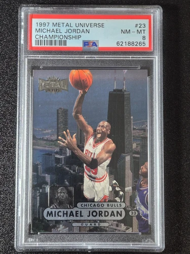 1997 METAL UNIVERSE #23 MICHAEL JORDAN CHAMPIONSHIP PSA 8