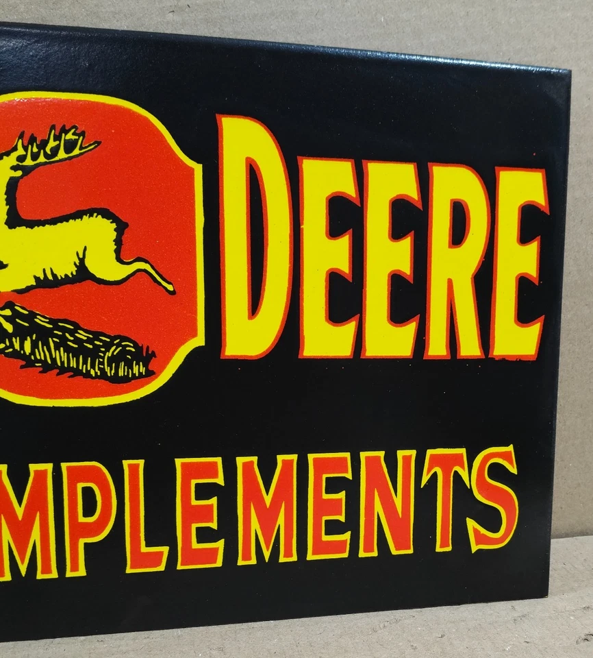 John Deere Farm Implements Porcelain Enamel Sign 18 x 10 Inches 2 Sided - Image 3 of 4